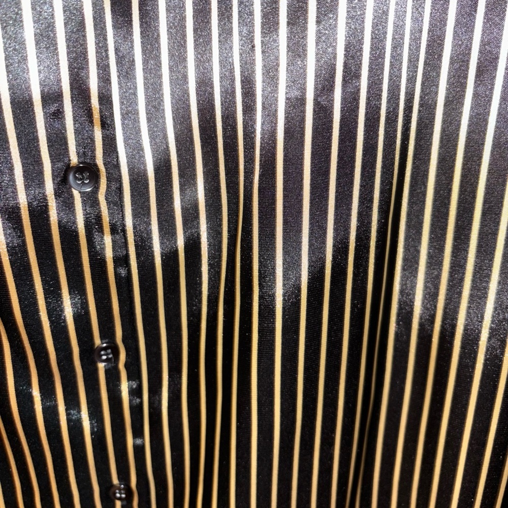 Vintage Kasper Black and Gold Striped Blouse NWT Size 14 - Picture 9 of 12